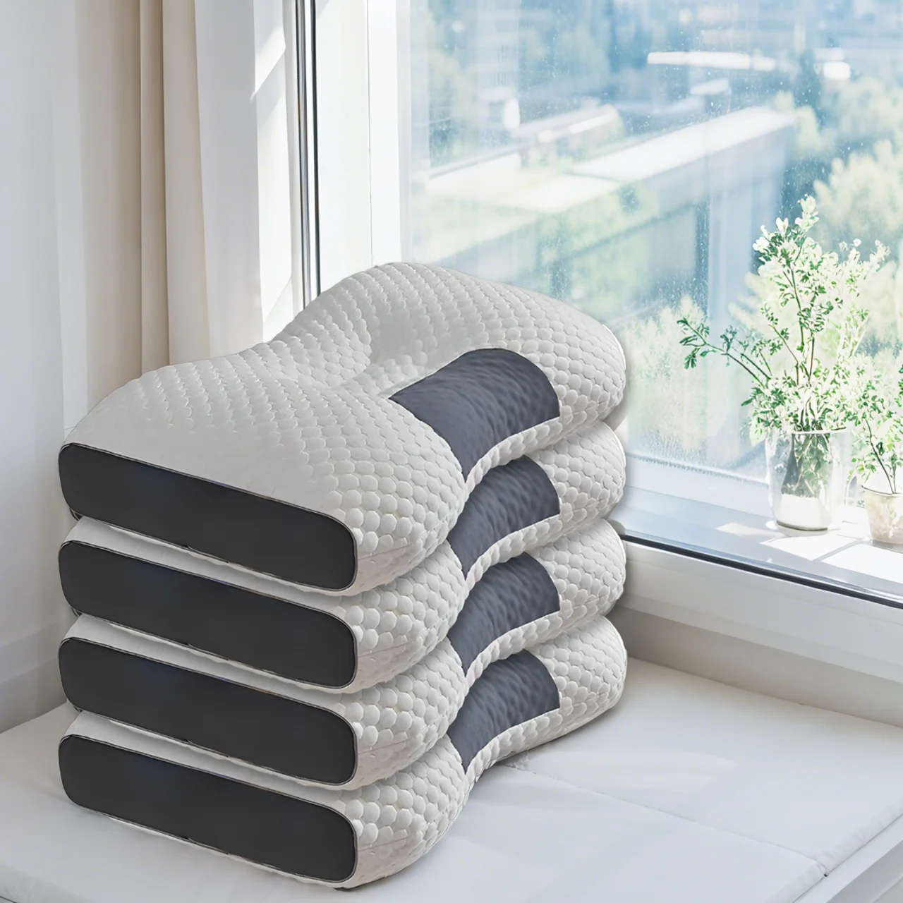 1/2/4 Pcs Bedding Sleep Pillow Neck Pillow with Elasticity and Non Collapse Soft Neck Protection Sleeping Pillow Neck Comfort